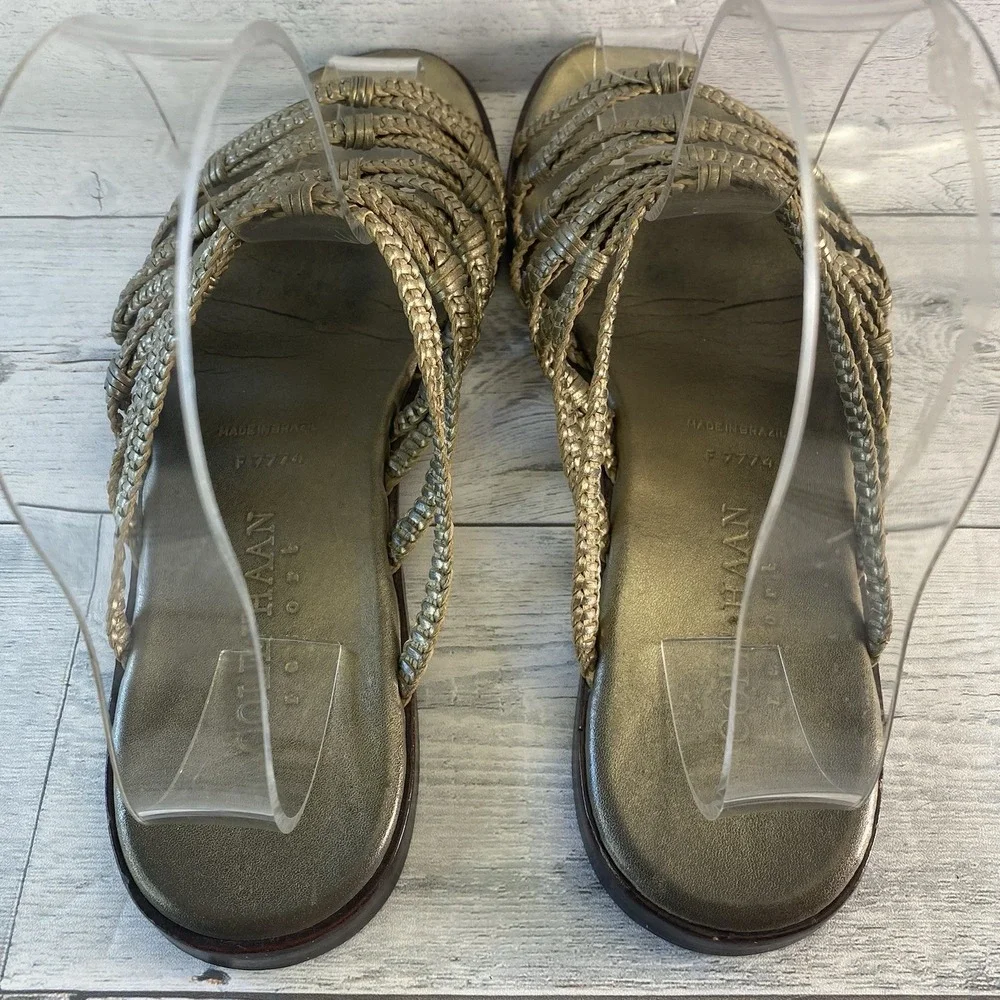 Cole Haan Resort Shoes Womens 10 B Tan Leather Strappy Fashion Sandals Flats